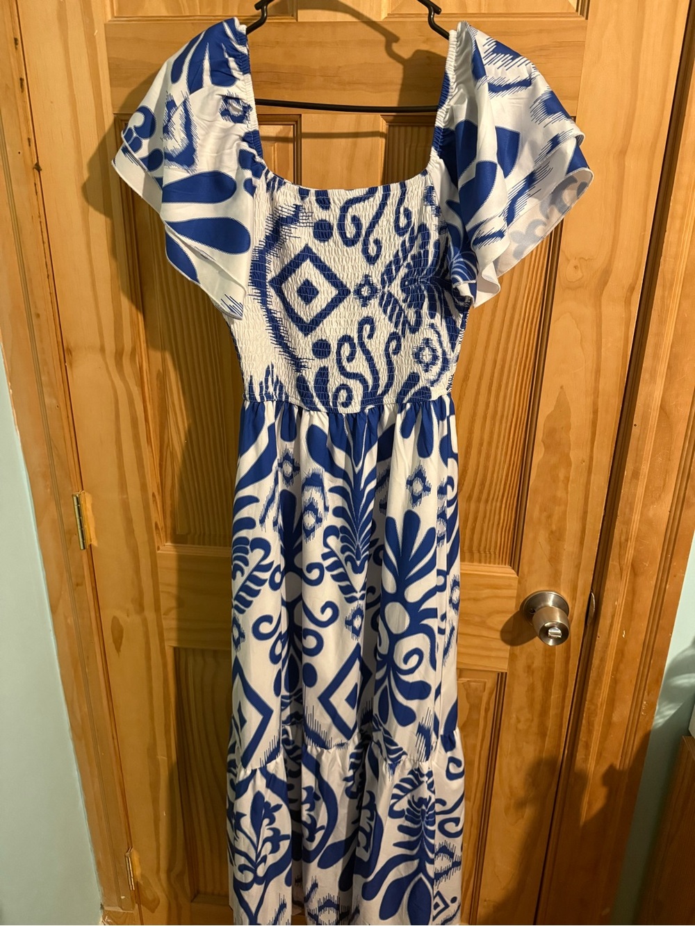 SHEIN White and Blue Maxi Dress